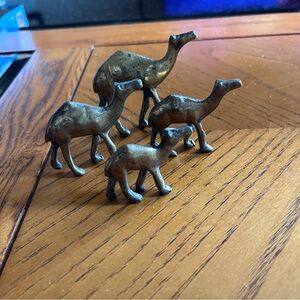 Vintage Set of Four Brass Camel Figurines